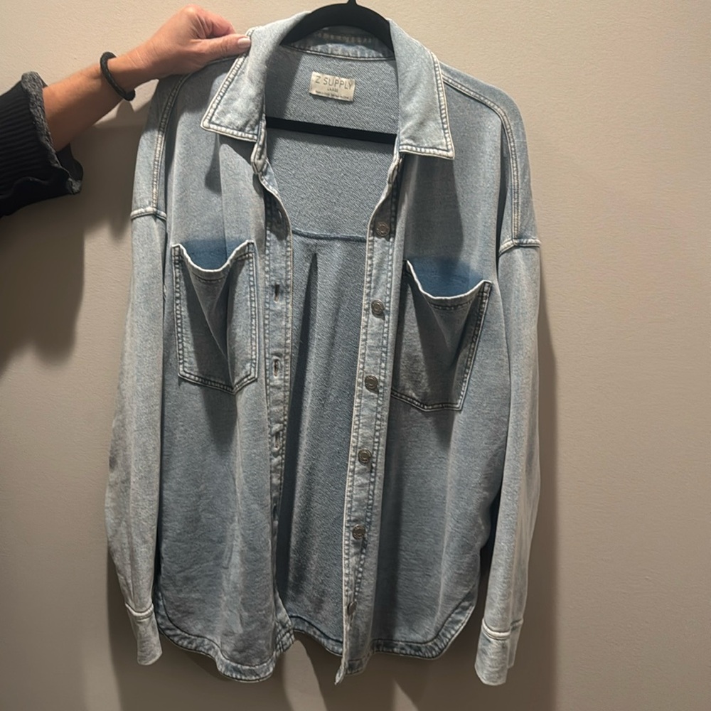 Amazing soft denim sweatshirt jacket